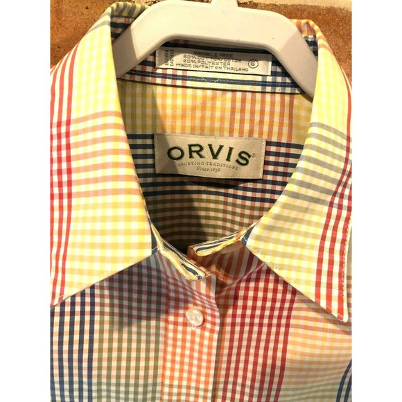 Orvis Men's Wrinkle Free Cotton/Poly L/S Button Shirt Rainbow Madras Plaid Small - Picture 2 of 6
